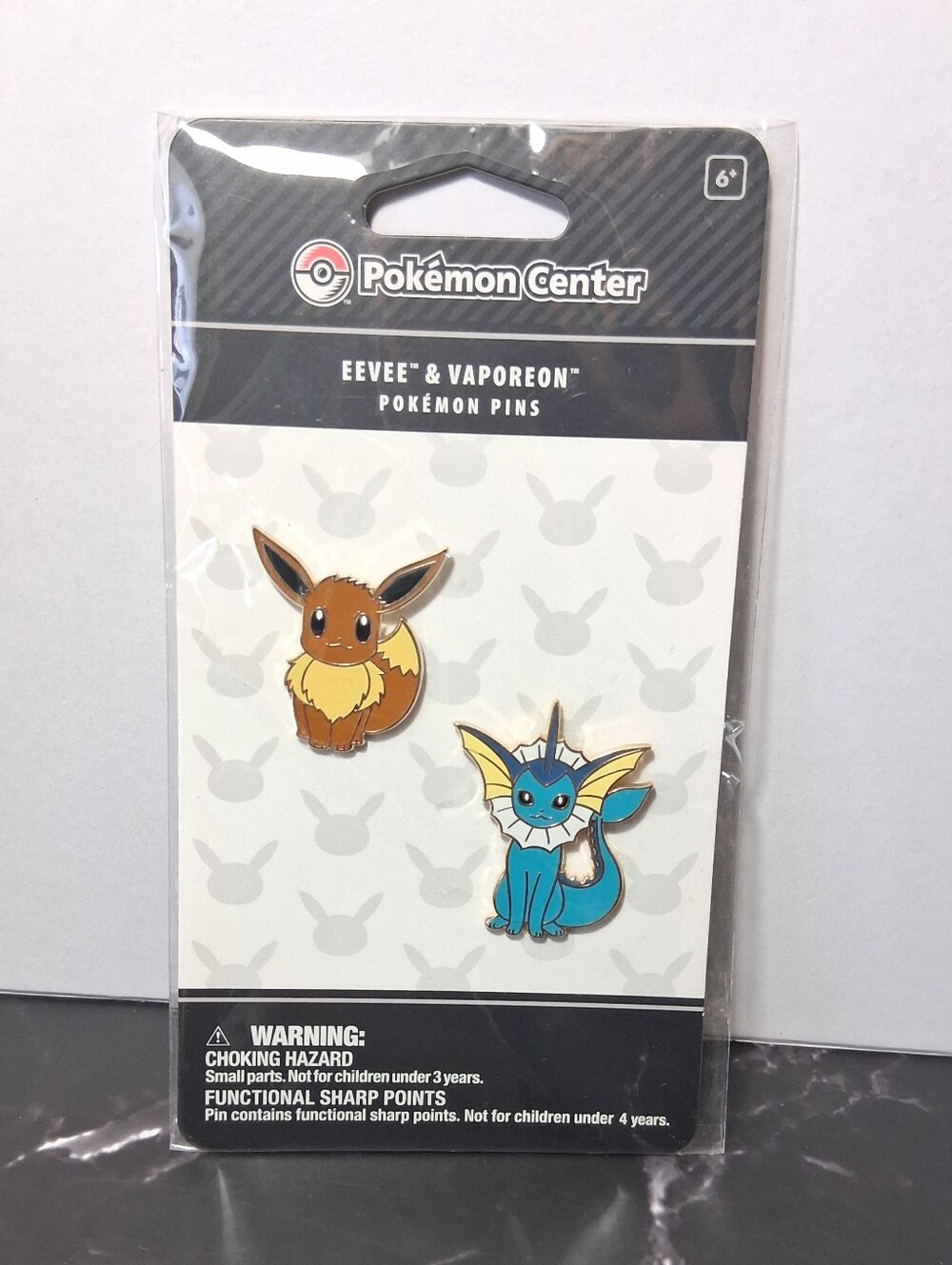 Pokemon Center Eevee & Vaporeon Pin Set - Brown & Blue